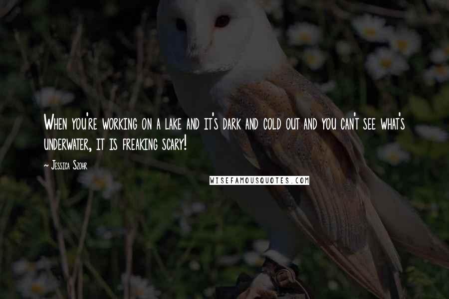 Jessica Szohr Quotes: When you're working on a lake and it's dark and cold out and you can't see what's underwater, it is freaking scary!