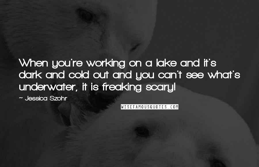 Jessica Szohr Quotes: When you're working on a lake and it's dark and cold out and you can't see what's underwater, it is freaking scary!