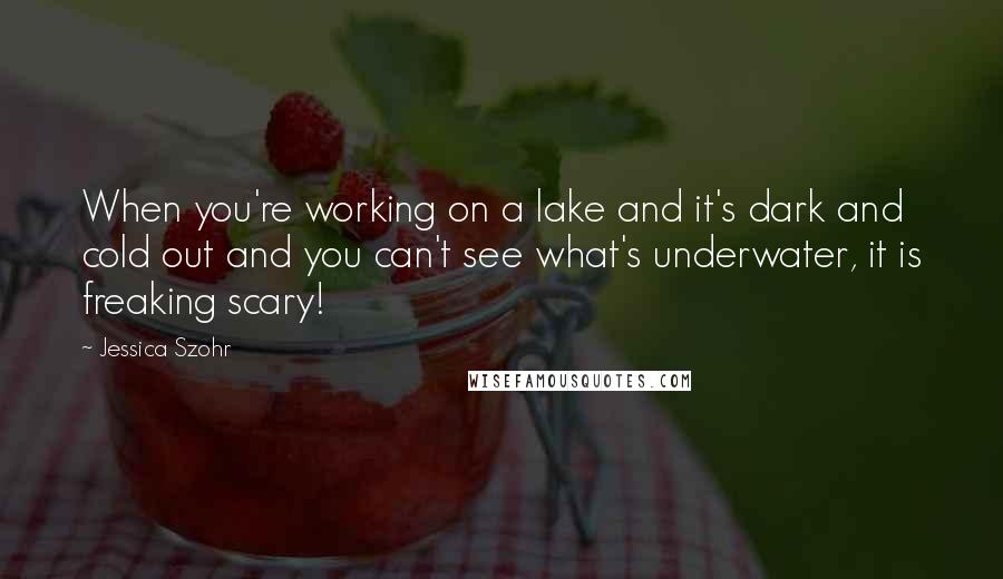 Jessica Szohr Quotes: When you're working on a lake and it's dark and cold out and you can't see what's underwater, it is freaking scary!