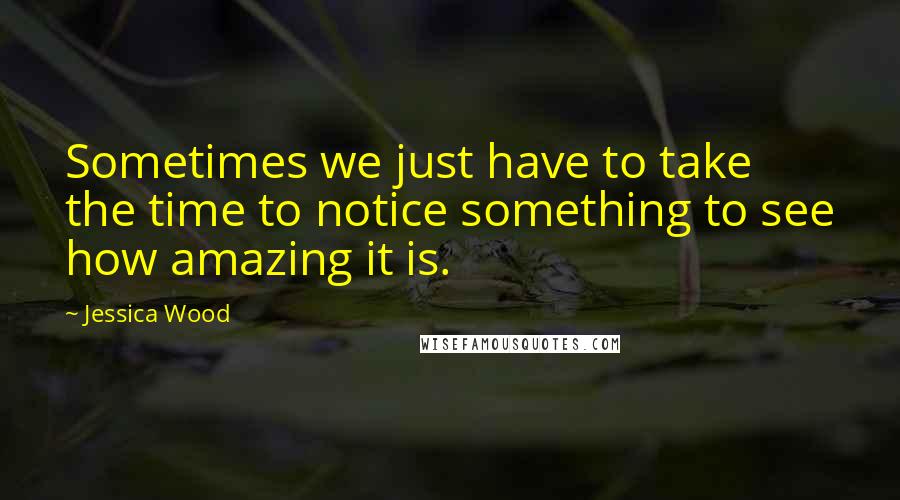 Jessica Wood Quotes: Sometimes we just have to take the time to notice something to see how amazing it is.