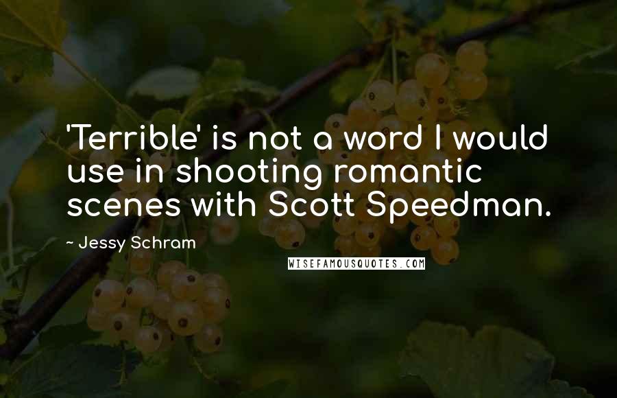 Jessy Schram Quotes: 'Terrible' is not a word I would use in shooting romantic scenes with Scott Speedman.