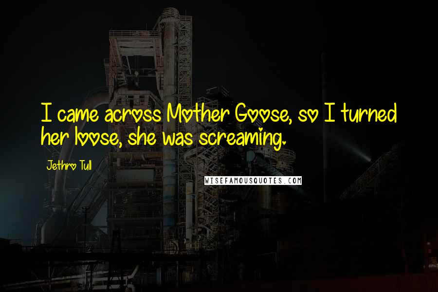 Jethro Tull Quotes: I came across Mother Goose, so I turned her loose, she was screaming.