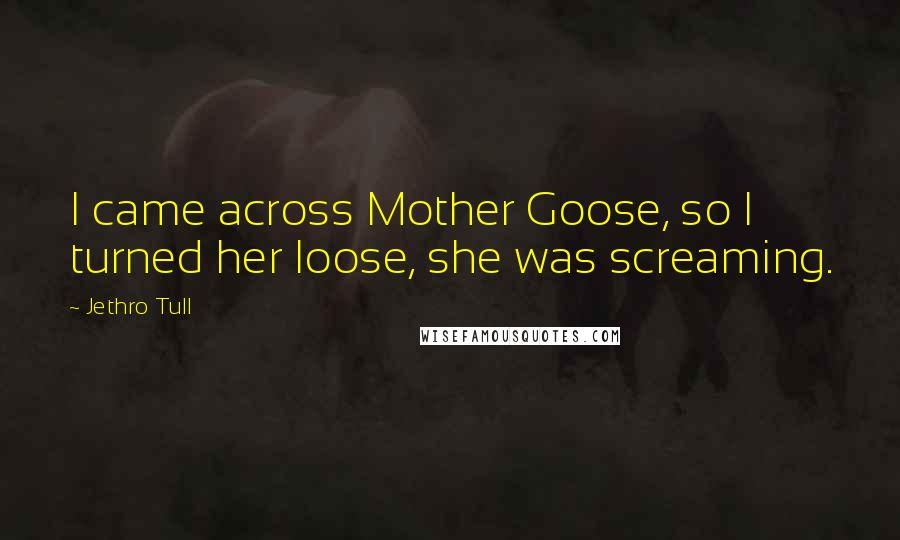 Jethro Tull Quotes: I came across Mother Goose, so I turned her loose, she was screaming.