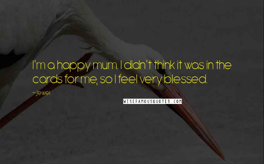 Jewel Quotes: I'm a happy mum. I didn't think it was in the cards for me, so I feel very blessed.