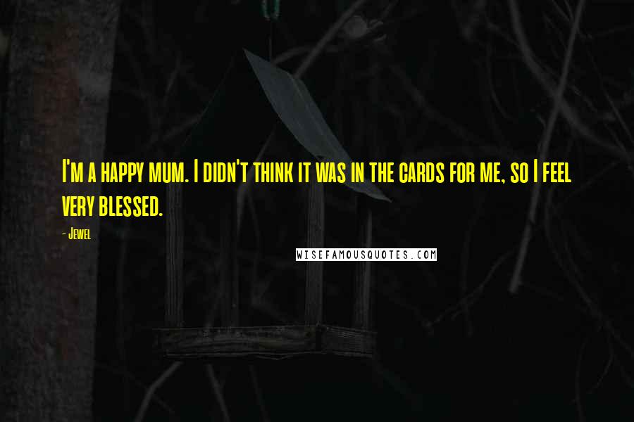 Jewel Quotes: I'm a happy mum. I didn't think it was in the cards for me, so I feel very blessed.