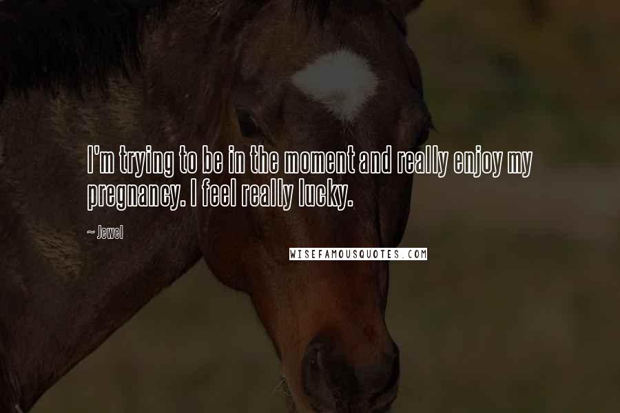 Jewel Quotes: I'm trying to be in the moment and really enjoy my pregnancy. I feel really lucky.