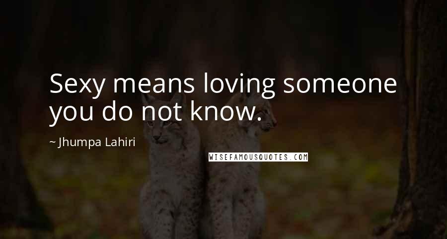 Jhumpa Lahiri Quotes: Sexy means loving someone you do not know.