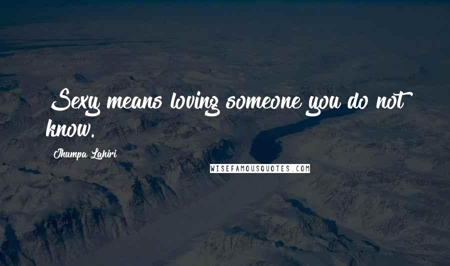 Jhumpa Lahiri Quotes: Sexy means loving someone you do not know.
