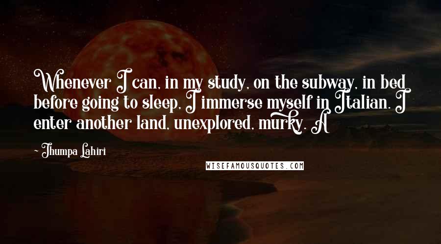 Jhumpa Lahiri Quotes: Whenever I can, in my study, on the subway, in bed before going to sleep, I immerse myself in Italian. I enter another land, unexplored, murky. A