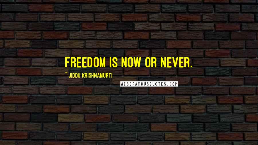 Jiddu Krishnamurti Quotes: Freedom is now or never.