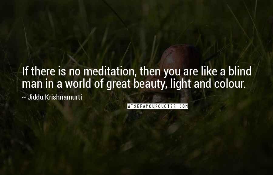Jiddu Krishnamurti Quotes: If there is no meditation, then you are like a blind man in a world of great beauty, light and colour.