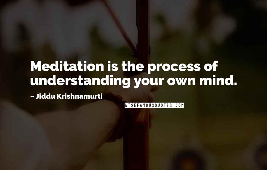 Jiddu Krishnamurti Quotes: Meditation is the process of understanding your own mind.