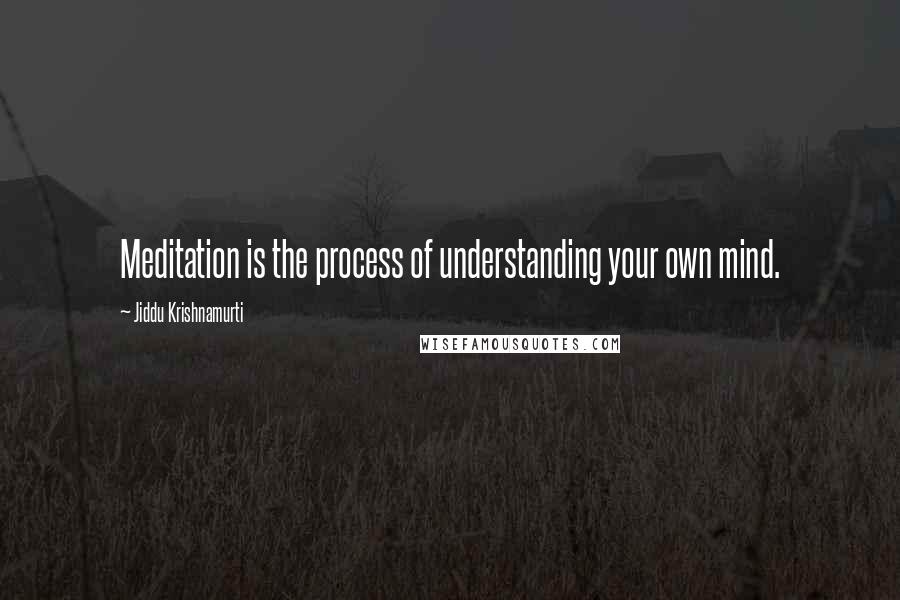 Jiddu Krishnamurti Quotes: Meditation is the process of understanding your own mind.