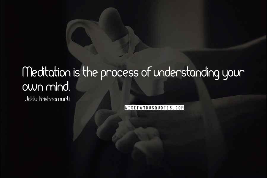Jiddu Krishnamurti Quotes: Meditation is the process of understanding your own mind.