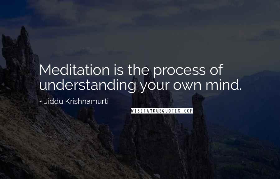 Jiddu Krishnamurti Quotes: Meditation is the process of understanding your own mind.