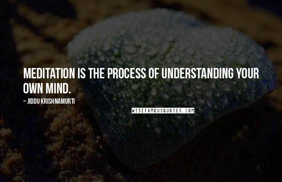 Jiddu Krishnamurti Quotes: Meditation is the process of understanding your own mind.