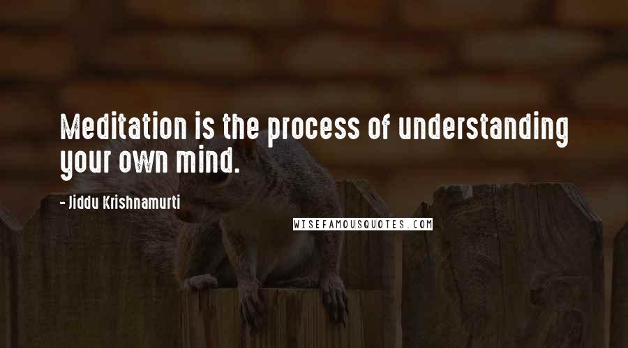 Jiddu Krishnamurti Quotes: Meditation is the process of understanding your own mind.