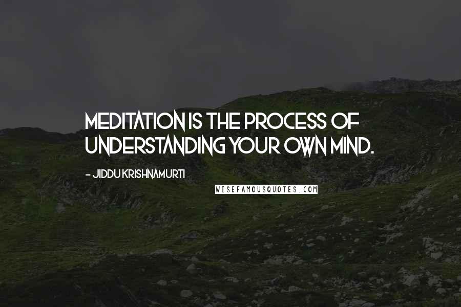 Jiddu Krishnamurti Quotes: Meditation is the process of understanding your own mind.