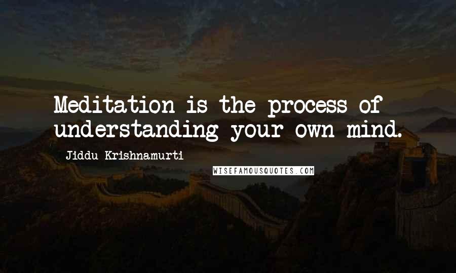 Jiddu Krishnamurti Quotes: Meditation is the process of understanding your own mind.