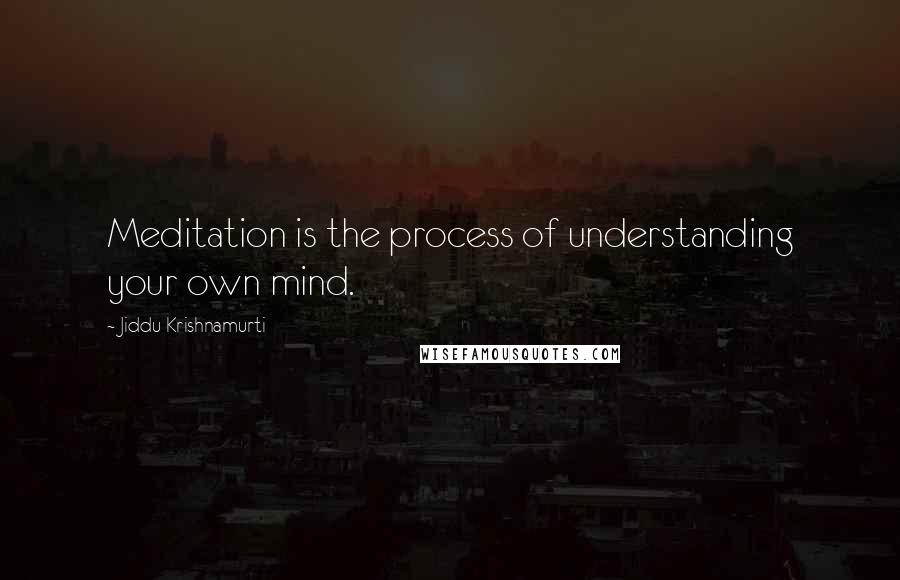 Jiddu Krishnamurti Quotes: Meditation is the process of understanding your own mind.