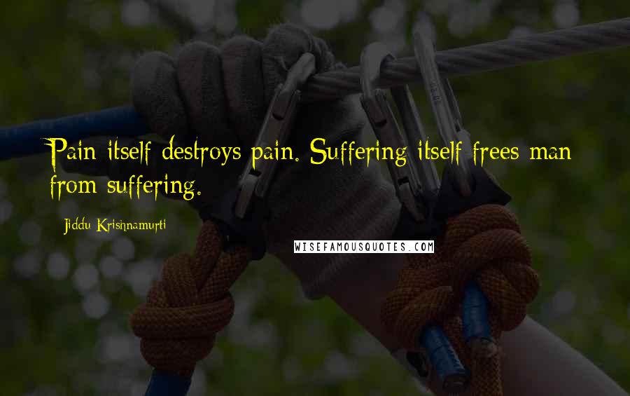 Jiddu Krishnamurti Quotes: Pain itself destroys pain. Suffering itself frees man from suffering.