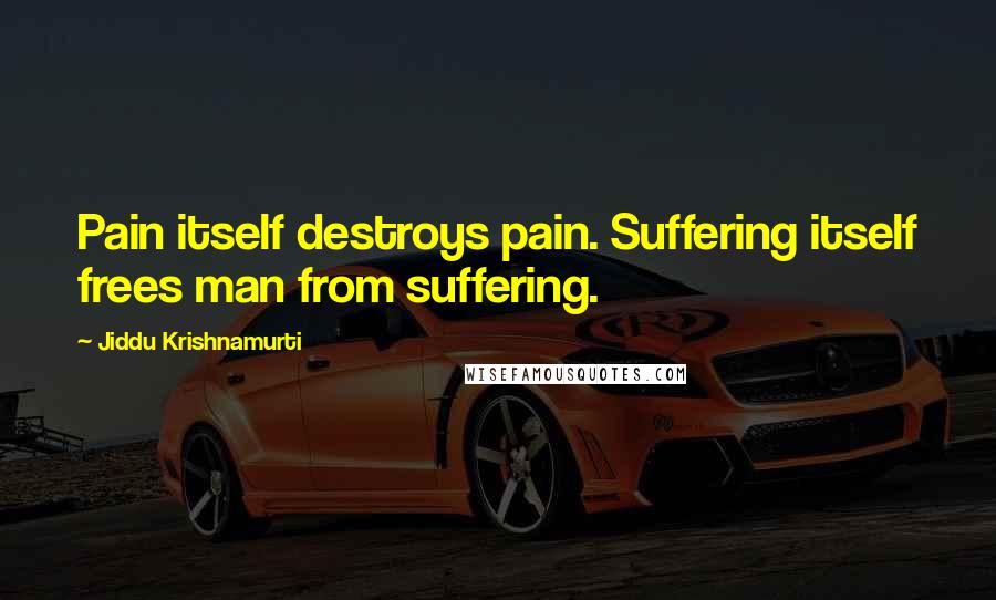 Jiddu Krishnamurti Quotes: Pain itself destroys pain. Suffering itself frees man from suffering.