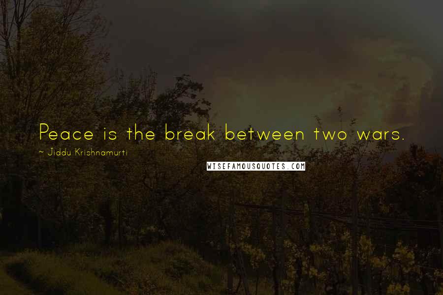 Jiddu Krishnamurti Quotes: Peace is the break between two wars.