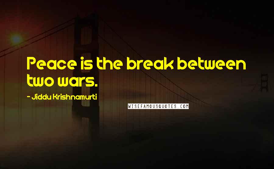 Jiddu Krishnamurti Quotes: Peace is the break between two wars.