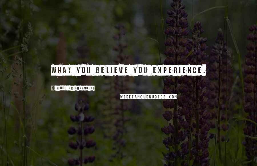 Jiddu Krishnamurti Quotes: What you believe you experience.