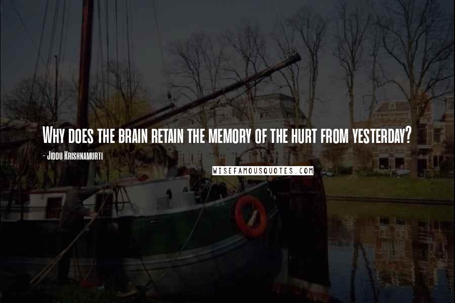 Jiddu Krishnamurti Quotes: Why does the brain retain the memory of the hurt from yesterday?