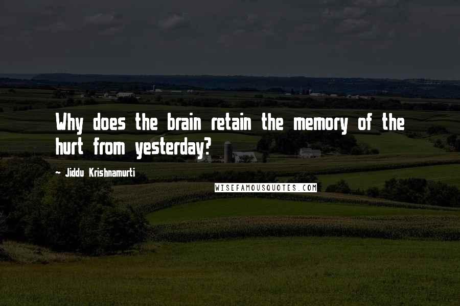 Jiddu Krishnamurti Quotes: Why does the brain retain the memory of the hurt from yesterday?