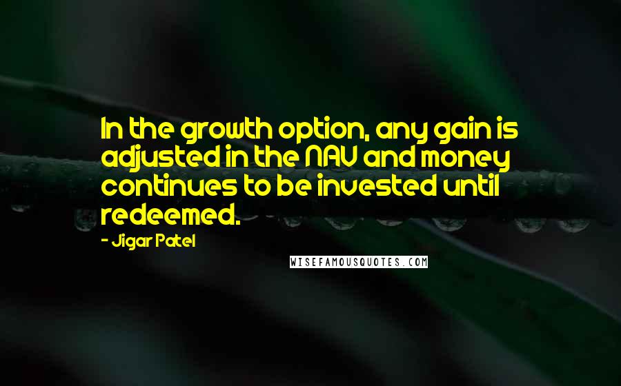 Jigar Patel Quotes: In the growth option, any gain is adjusted in the NAV and money continues to be invested until redeemed.