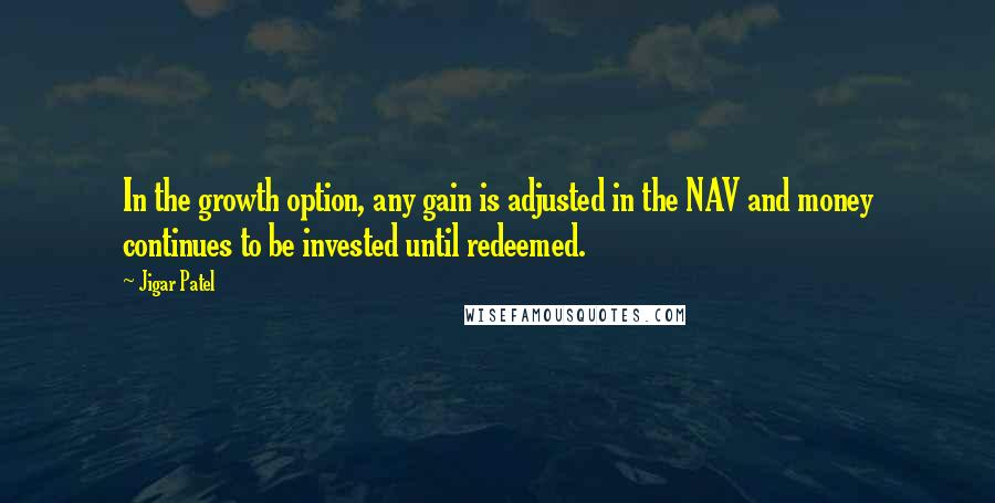 Jigar Patel Quotes: In the growth option, any gain is adjusted in the NAV and money continues to be invested until redeemed.