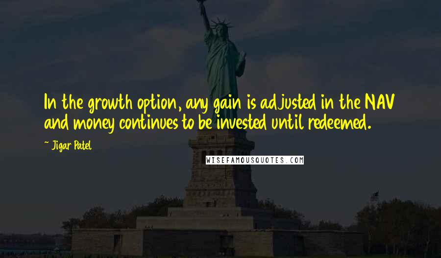 Jigar Patel Quotes: In the growth option, any gain is adjusted in the NAV and money continues to be invested until redeemed.