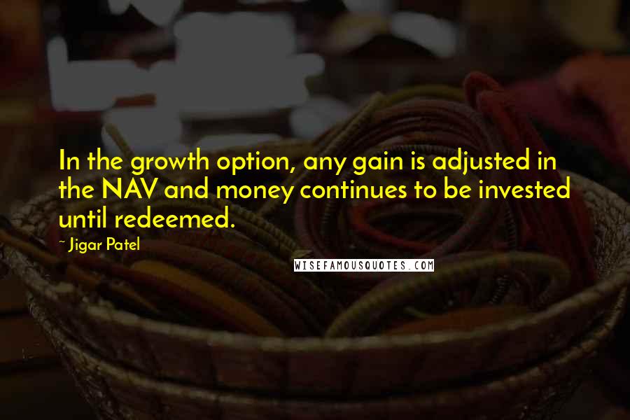 Jigar Patel Quotes: In the growth option, any gain is adjusted in the NAV and money continues to be invested until redeemed.