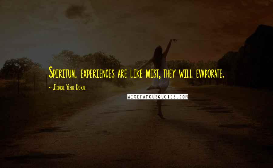 Jigdral Yeshe Dorje Quotes: Spiritual experiences are like mist, they will evaporate.