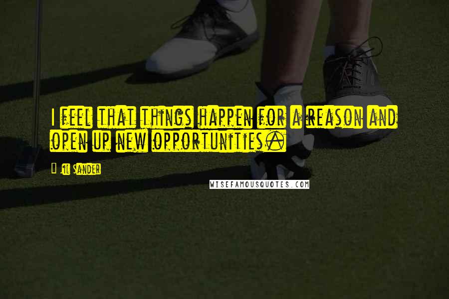 Jil Sander Quotes: I feel that things happen for a reason and open up new opportunities.