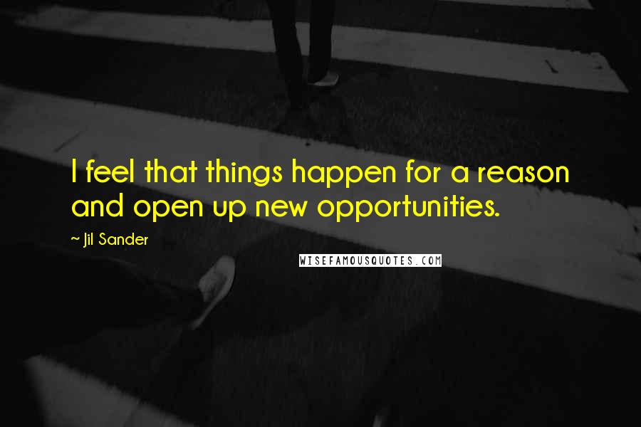 Jil Sander Quotes: I feel that things happen for a reason and open up new opportunities.