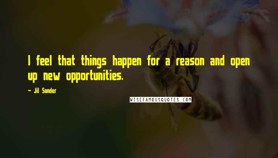 Jil Sander Quotes: I feel that things happen for a reason and open up new opportunities.