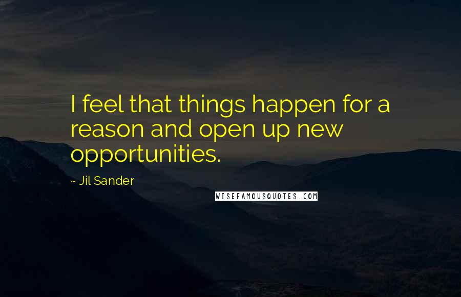 Jil Sander Quotes: I feel that things happen for a reason and open up new opportunities.