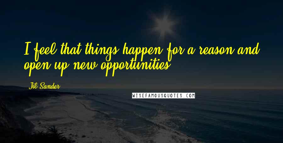 Jil Sander Quotes: I feel that things happen for a reason and open up new opportunities.