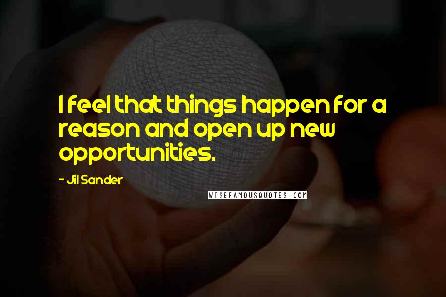 Jil Sander Quotes: I feel that things happen for a reason and open up new opportunities.