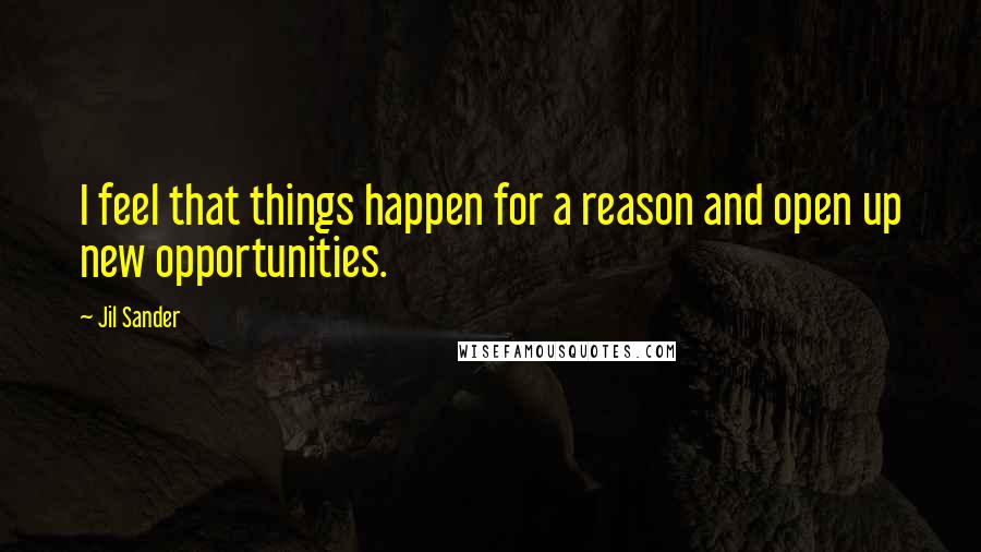 Jil Sander Quotes: I feel that things happen for a reason and open up new opportunities.