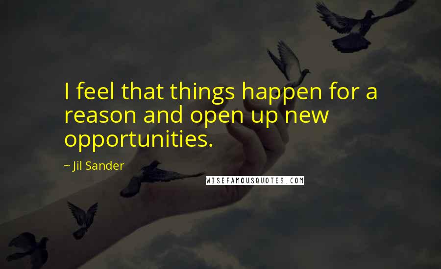 Jil Sander Quotes: I feel that things happen for a reason and open up new opportunities.