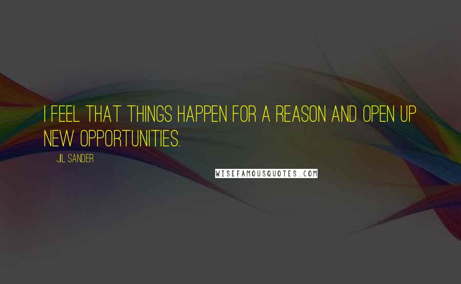 Jil Sander Quotes: I feel that things happen for a reason and open up new opportunities.