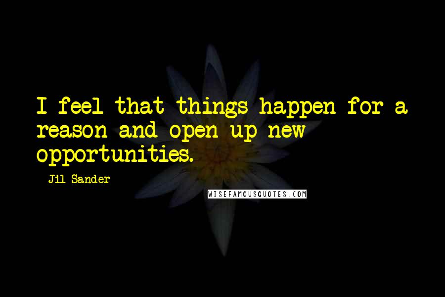 Jil Sander Quotes: I feel that things happen for a reason and open up new opportunities.