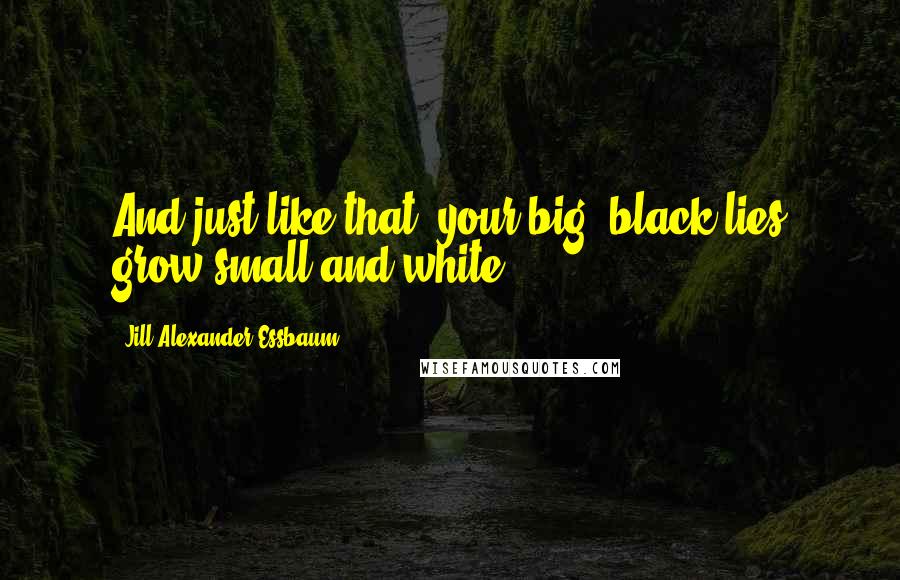 Jill Alexander Essbaum Quotes: And just like that, your big, black lies grow small and white.