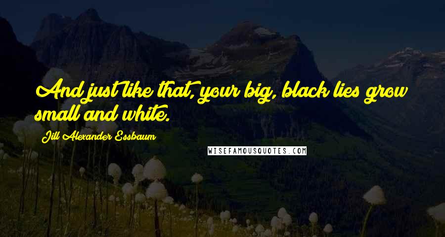 Jill Alexander Essbaum Quotes: And just like that, your big, black lies grow small and white.