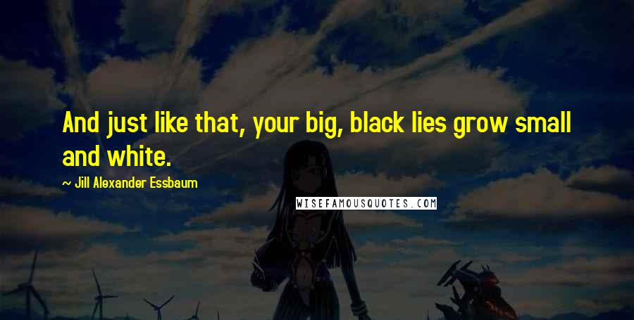 Jill Alexander Essbaum Quotes: And just like that, your big, black lies grow small and white.