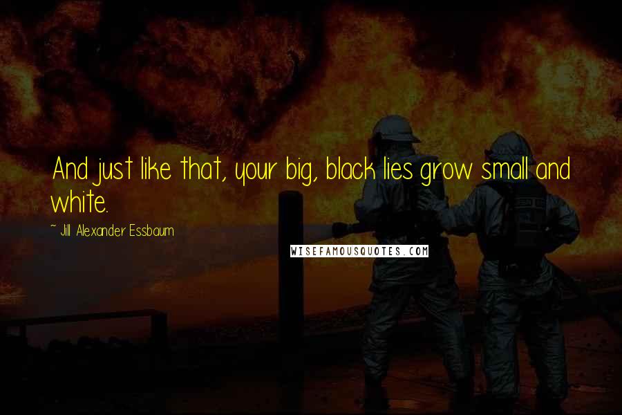Jill Alexander Essbaum Quotes: And just like that, your big, black lies grow small and white.